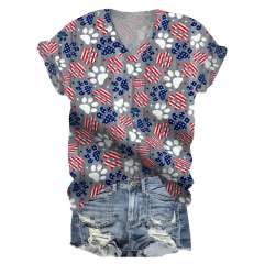 American Flag Dog Paw Print T-Shirt